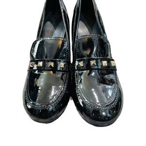 MARC FISHER Patent Leather Block High Heel Loafers Size 8.5 EUC